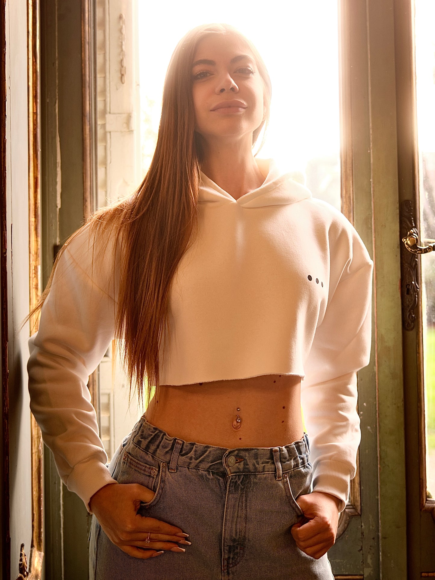CROPPED SWEATSHIRT OVERSIZE GARZATO A TAGLIO VIVO